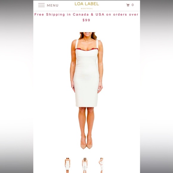 White dress with rose lace detail size xs. Loa Label Montreal - Picture 2 of 7